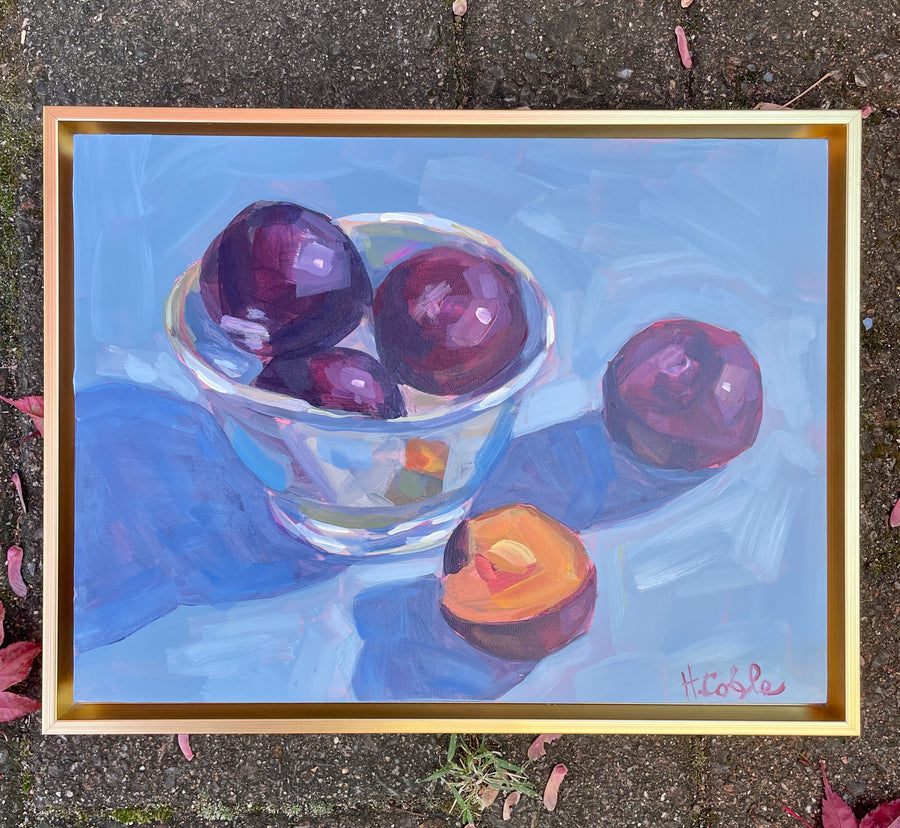 Plum Reflections on Blue