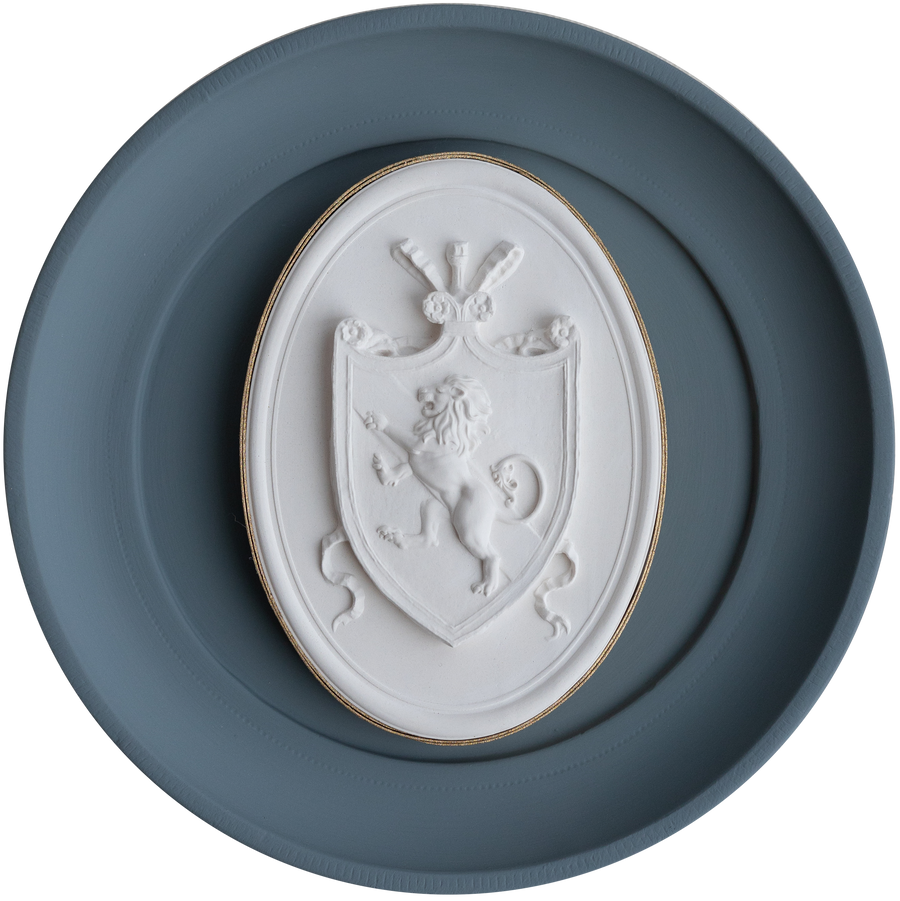 Blue Large Round - Lion Crest Mounted Intaglio