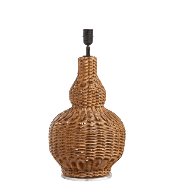 Rattan Table Lamp with Pleated Linen Shade